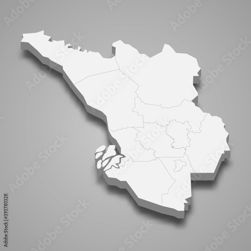 3d isometric map of Selangor is a state of Malaysia