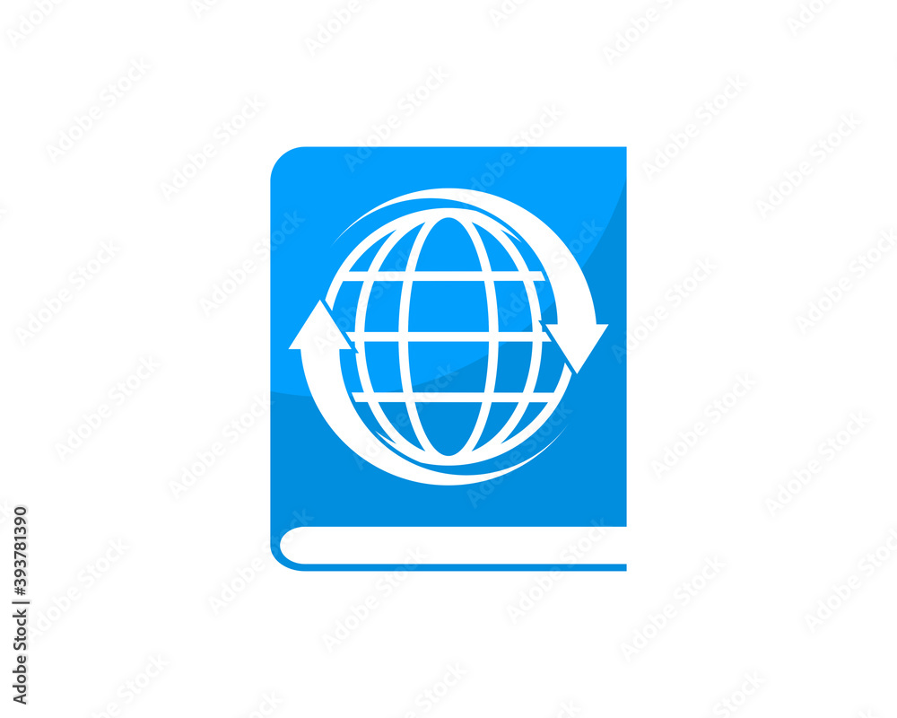 Book education with globe and upside down arrow inside Book education with globe and upside down arrow inside