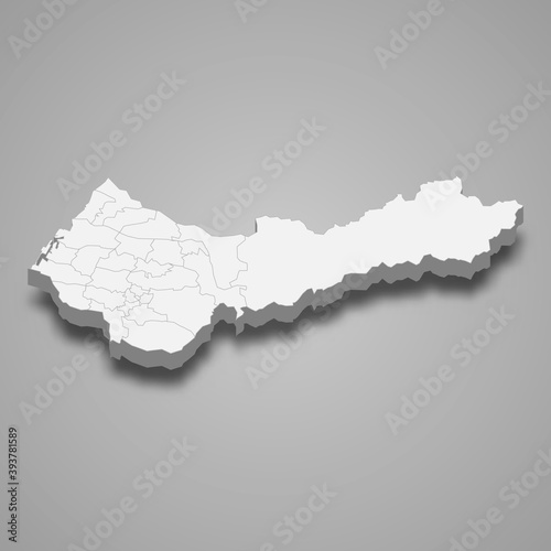 3d isometric map of Taichung City is a region of Taiwan