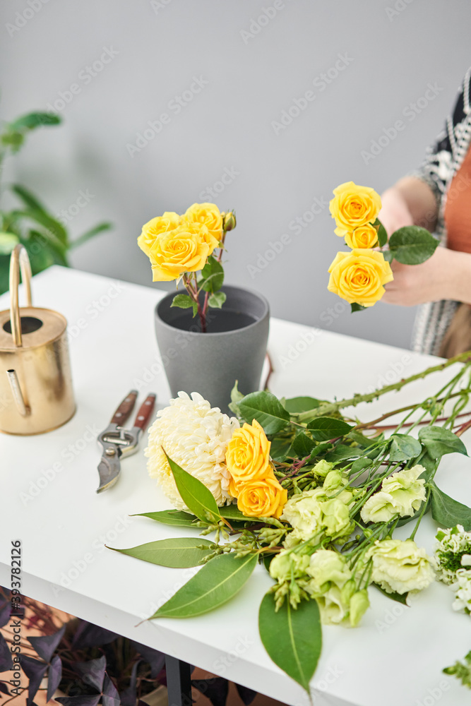 Bouquet 012. step by step installation of flowers in a vase. Flowers bunch, set for home. Fresh cut flowers for decoration home. European floral shop. Delivery fresh cut flower.
