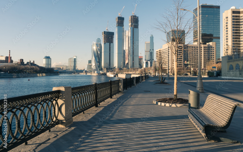 Fototapeta premium View of Krasnopresnenskaya embankment