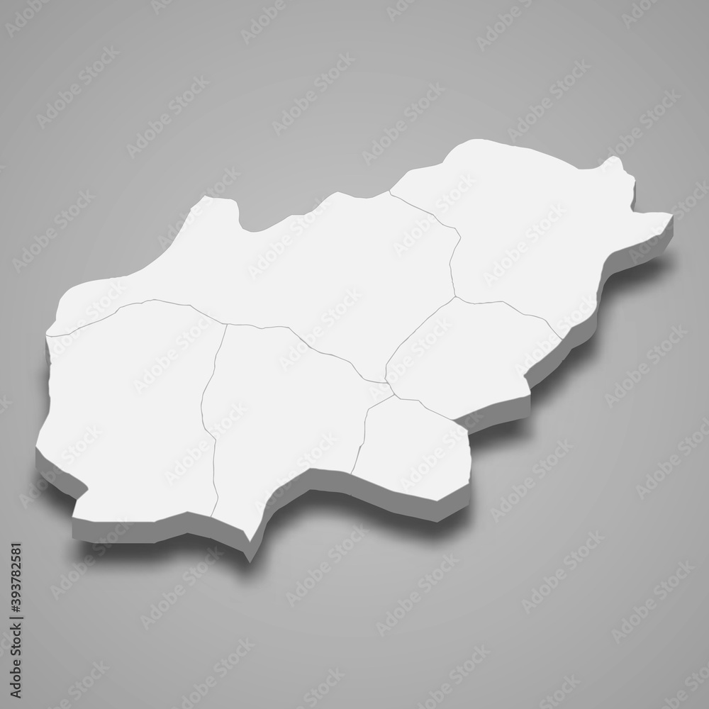 3d isometric map of Usak is a province of Turkey