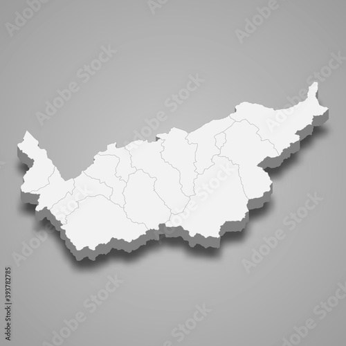 3d isometric map of Valais is a canton of Switzerland