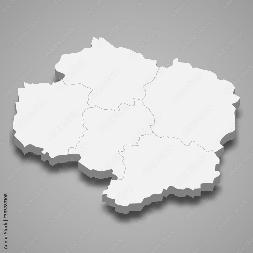 3d isometric map of Vysocina is a region of Czech Republic