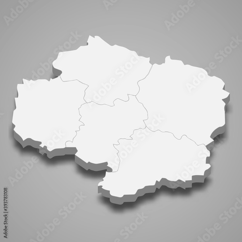 3d isometric map of Vysocina is a region of Czech Republic