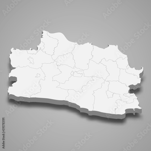 3d isometric map of West Java is a province of Indonesia