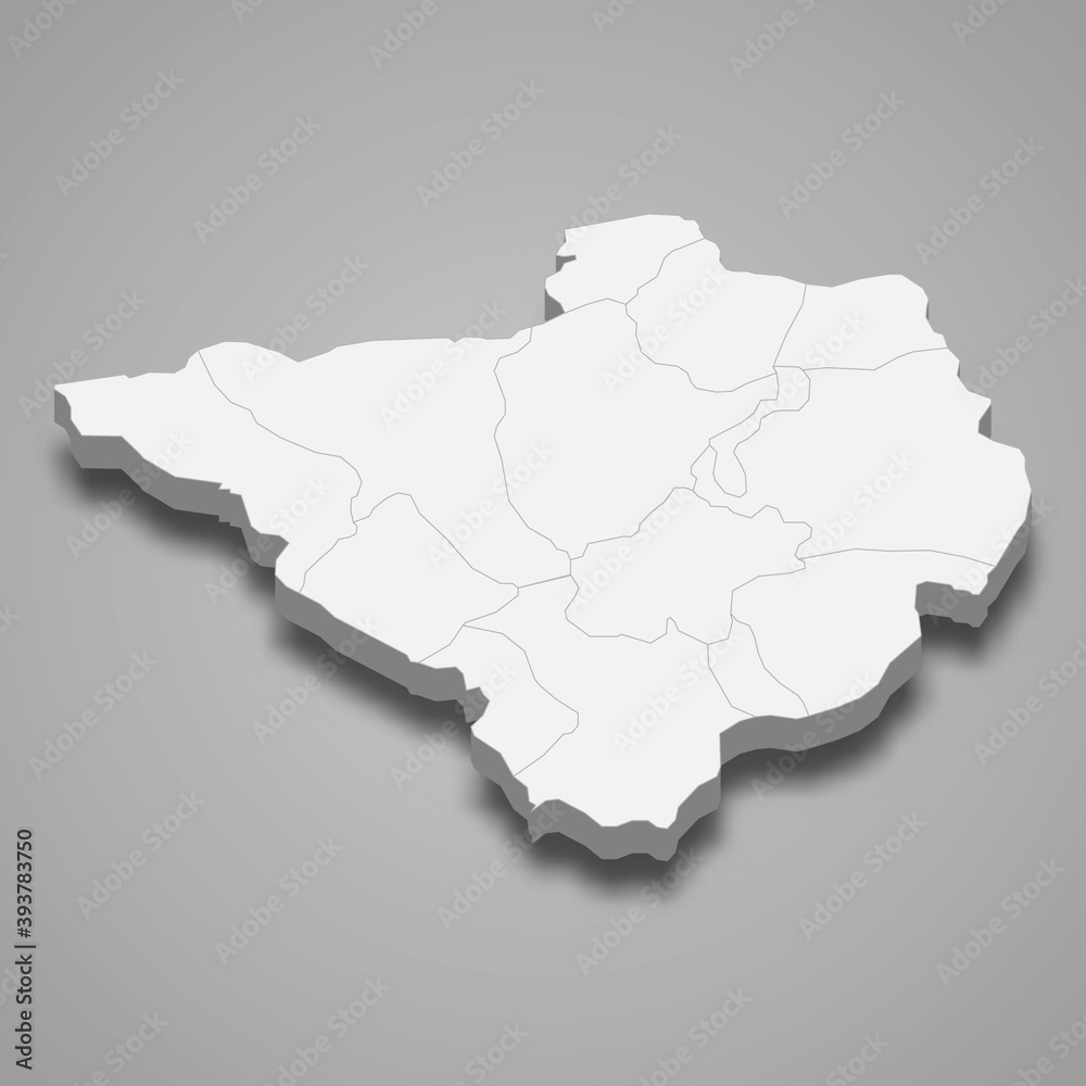 3d isometric map of Yozgat is a province of Turkey