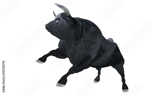 Fototapeta Naklejka Na Ścianę i Meble -  Black bull isolated on white background 3d illustration