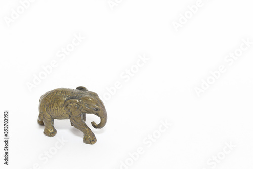 Brass Elephant on white background.