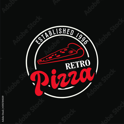 outline pizza logo concept template for fast food restaurant and cafe brand