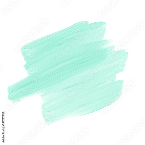 Mint brush stroke abstract art paint background. Watercolor design.