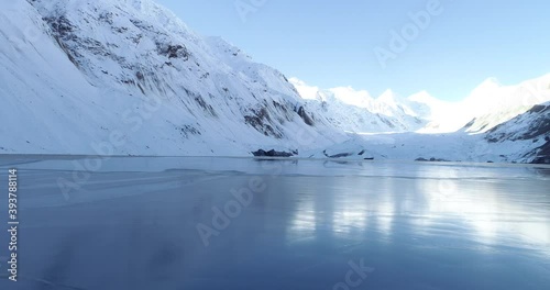 Wallpaper Mural Drone flying over glacier lagoon in Tibet,China.Aerial view drone footage Torontodigital.ca