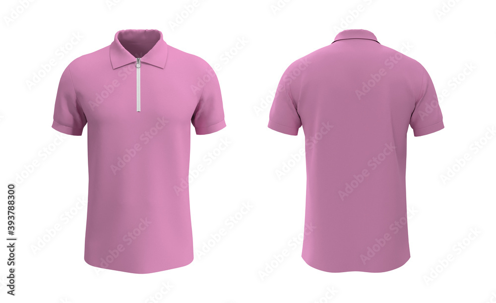 Blank collared shirt mockup with half zip, front, side and back views, tee design presentation for print, 3d rendering, 3d illustration Blank collared shirt mockup with half zip, front, side and back views, tee design presentation for print, 3d rendering, 3d illustration