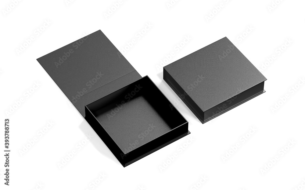 Black blank hard cardboard box mock up template, 3d illustration. Black blank hard cardboard box mock up template, 3d illustration.