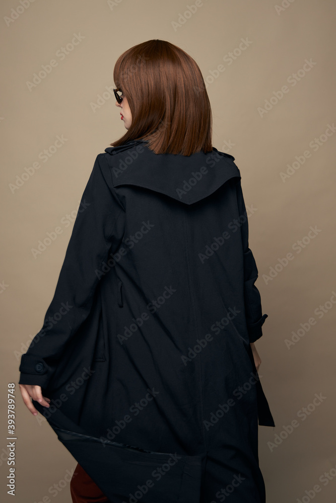 Fototapeta premium Luxurious lady stylish clothes self-confidence posing indoors