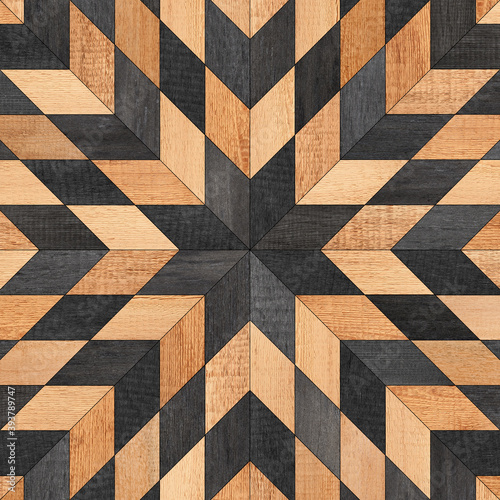 Wood texture background. The black and brown wooden panel for wall decoration is made from scraps of boards.