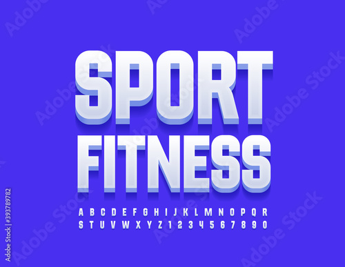 Vector healthy logo Sport Fitness. Modern white Font. 3D trendy Alphabet Letters and Numbers set