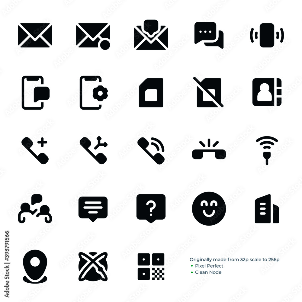 communication icon set with glyph style good for ui and presentation ...