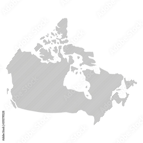 Canada map from pattern of black slanted parallel lines. Vector illustration.