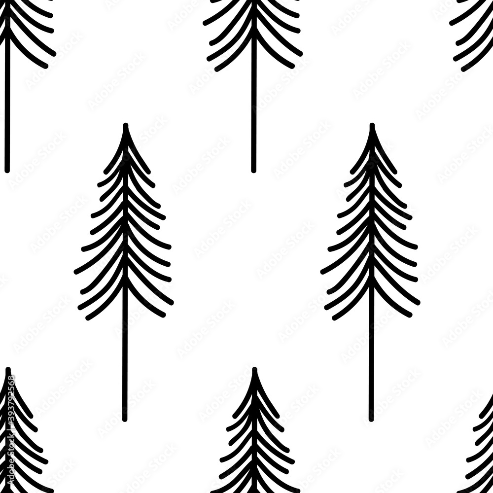 Obraz premium Seamless pattern Christmas trees silhouettes vector illustration