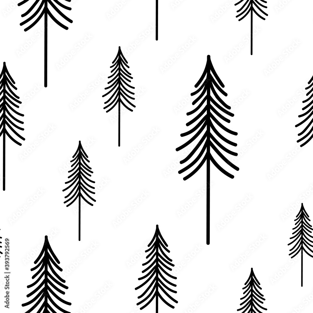 Obraz premium Seamless pattern Christmas trees silhouettes vector illustration