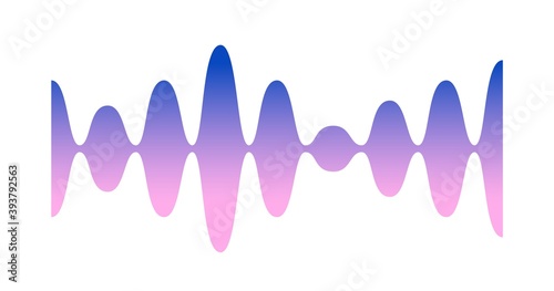 Gradient colorful sound wave, track or voice record. Wavy graph or musical equalizer isolated on white background. Flat vector illustration of waveform, pulse graphic