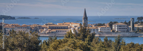 Croatia - Panoramic view of the ancient town of Poreč on the Adriatic Sea