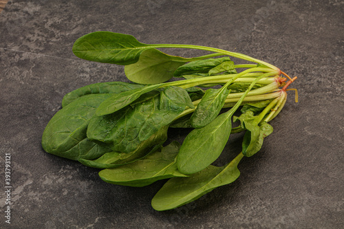 Fresh green Spinach leaves heap