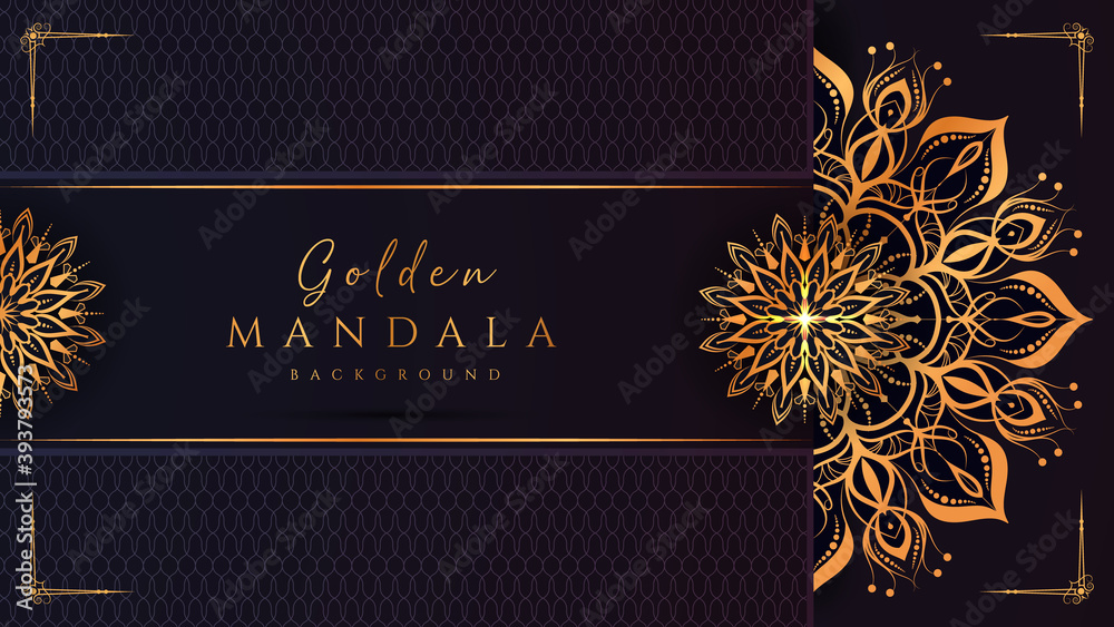 Creative luxury mandala background with floral ornament pattern. Hand drawn gold mandala design. Abstract and decorative mandala design for decoration, invitation, cards, wedding, logos, flyer, banner
