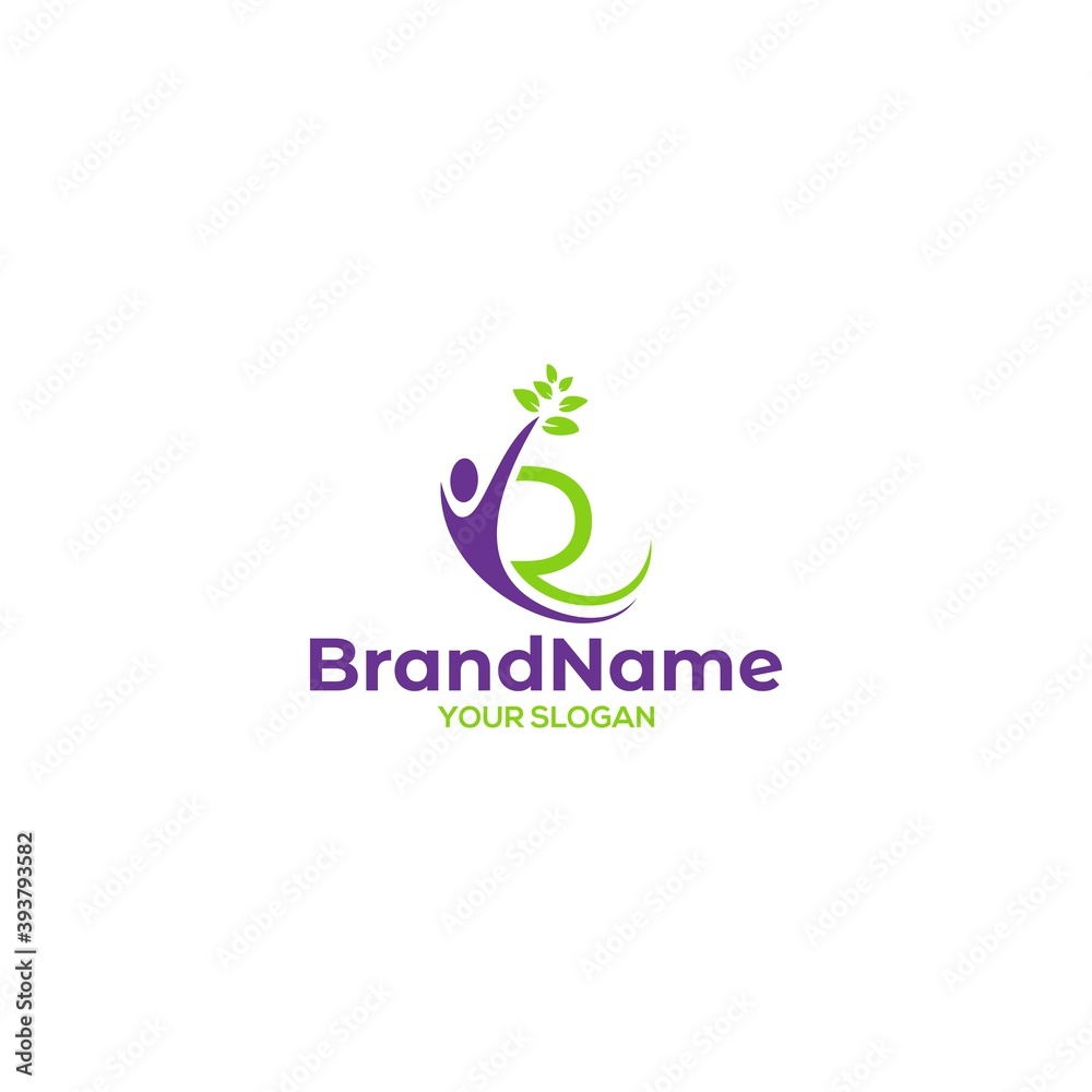 Fototapeta premium R Wellness Logo Design Vector