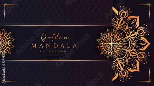 Creative luxury mandala background with floral ornament pattern. Hand drawn gold mandala design. Abstract and decorative mandala design for decoration, invitation, cards, wedding, logos, flyer, banner