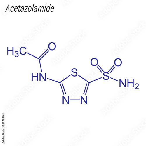 Vector Skeletal formula of Acetazolamide. Drug chemical molecule.