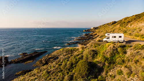 Camper car on coast, Almeria Spain
