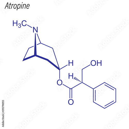 Vector Skeletal formula of Atropine. Drug chemical molecule. photo