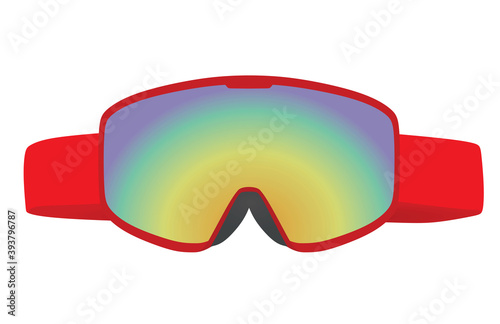 Red ski googles. front view. vector