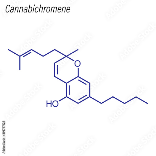 Vector Skeletal formula of Cannabichromene. Drug chemical molecule.