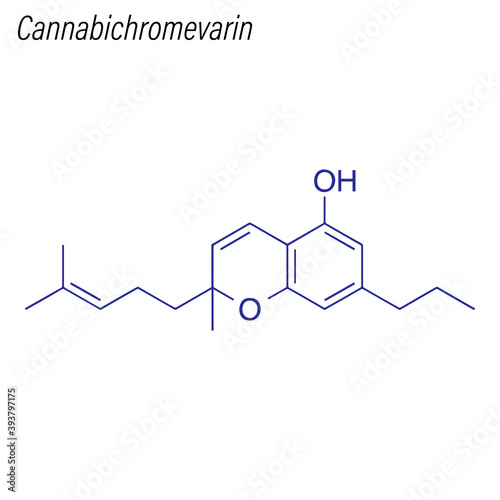 Vector Skeletal formula of Cannabichromevarin. Drug chemical molecule.