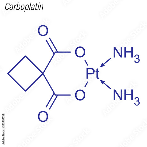 Vector Skeletal formula of Carboplatin. Drug chemical molecule.