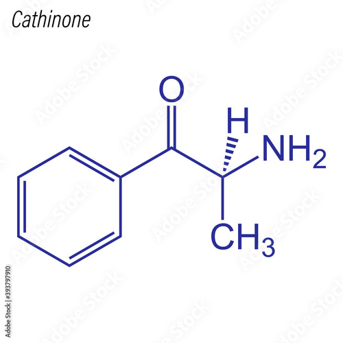 Vector Skeletal formula of Cathinone. Drug chemical molecule.