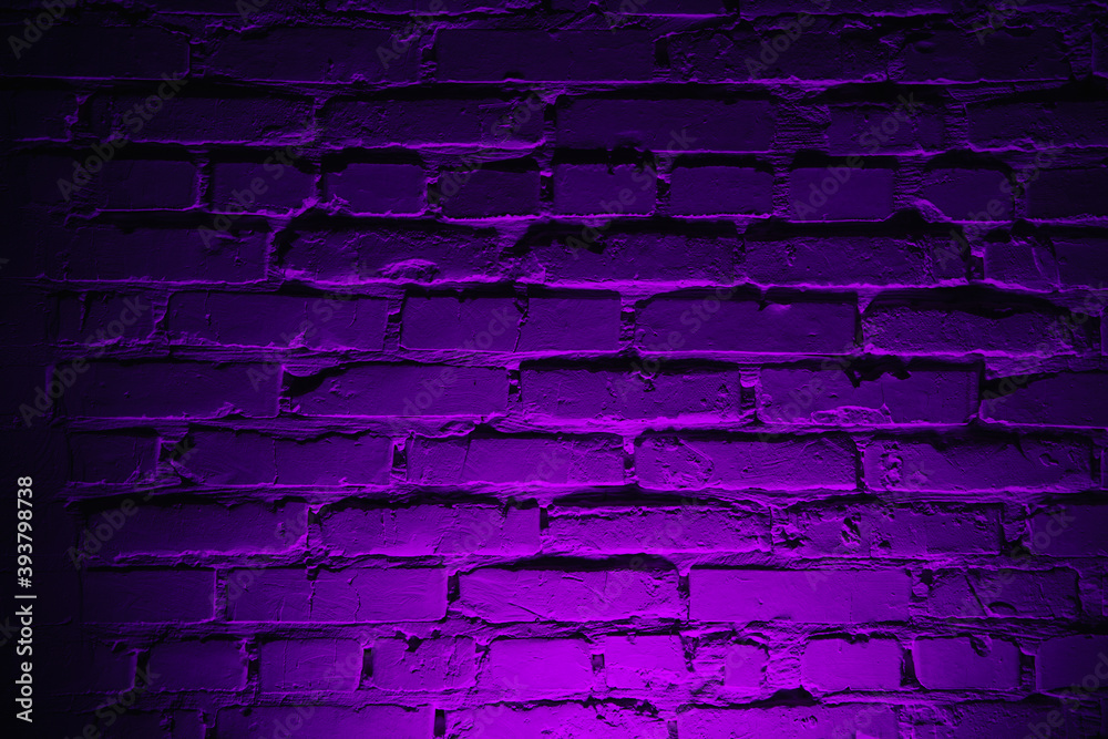 Old brick wall with violet neon glow effect as background texture Stock  Photo | Adobe Stock