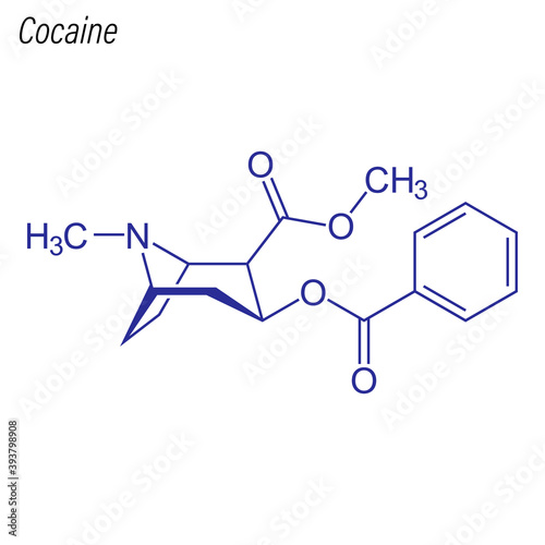 Vector Skeletal formula of Cocaine. Drug chemical molecule.