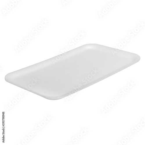Empty white plastic new container for takeaway or picnic food isolated on white background