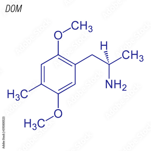 Vector Skeletal formula of DOM. Drug chemical molecule.