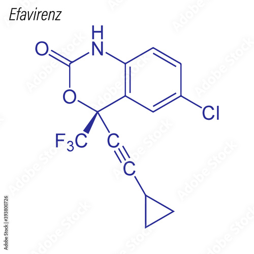 Vector Skeletal formula of Efavirenz. Drug chemical molecule. photo