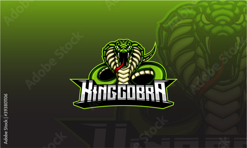 Green king cobra mascot vector