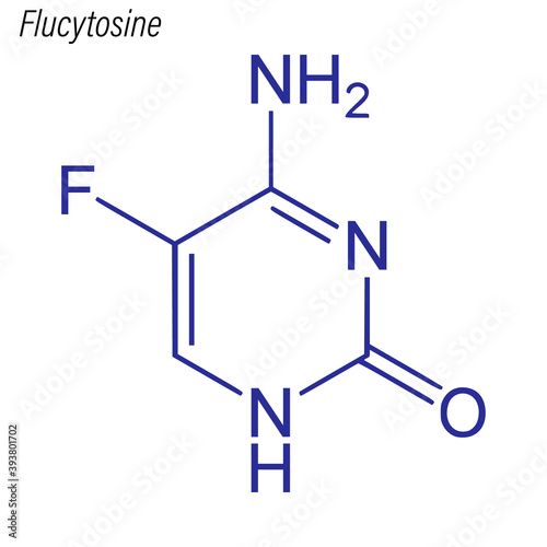 Vector Skeletal formula of Flucytosine. Drug chemical molecule. photo