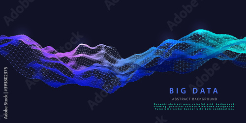 Abstract analytical background with wireframe algorithm analyze data. Big data. Quantum cryptography concept. Analytics algorithms data. Banner for business, science and technology.
