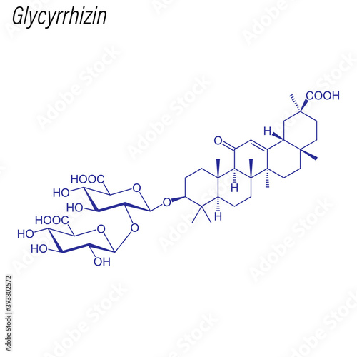 Vector Skeletal formula of Glycyrrhizin. Acid chemical molecule.