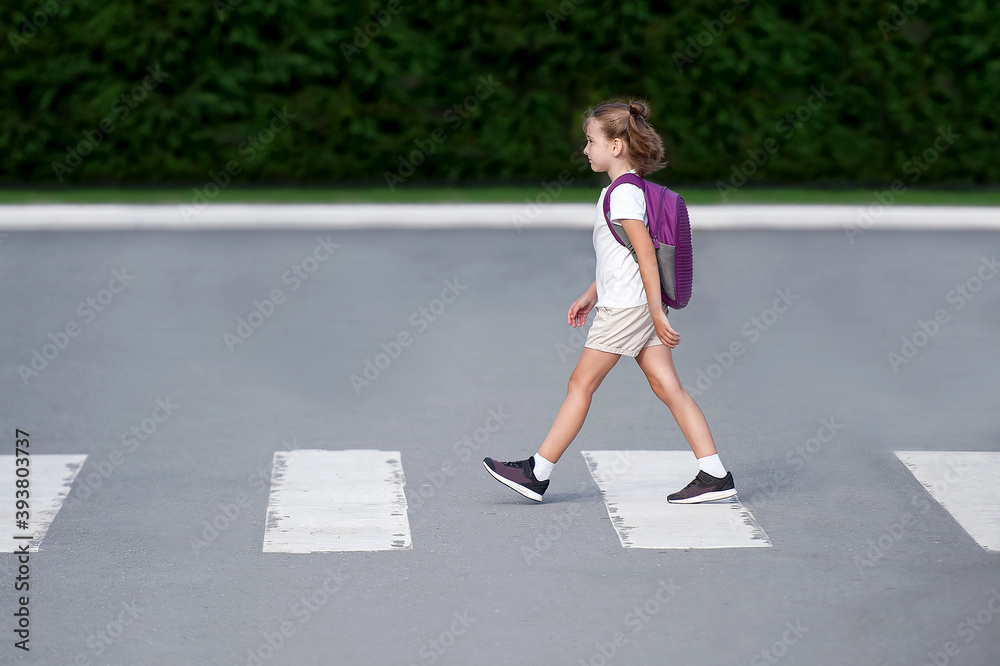 Premium Vector  School kids with backpack walking crossing road