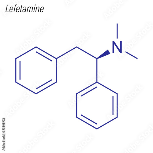 Vector Skeletal formula of Lefetamine. Drug chemical molecule.